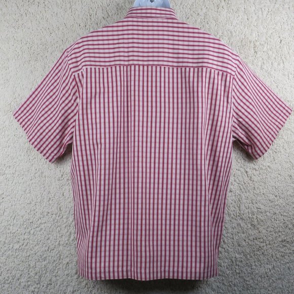 Perry Ellis* Men's Short Sleeve Button Down Curved Hem Sueded Plaid Shirt~ Large - Picture 2 of 12